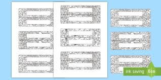 No cost or copyright/license restrictions. Mindfulness Colouring Name Tags Activity Coloured Editable Gratnells