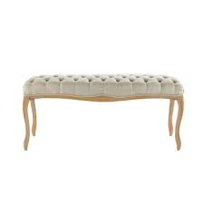 Bout De Lit Capitonne En Chene L 114 Cm Barocco Maisons Du Monde