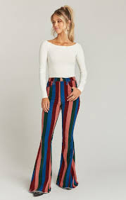 Black And White Striped Bell Bottom Jeans Trendy Boho Bottoms Pants Shorts Skirts Show Me Your Mumu Fashion Bell Bottoms Outfit 70s Inspired Fashion