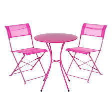 Garden Table And Chairs Set Metal Bistro Set For 2 Folding Outdoor Set Pink