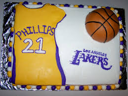 La lakers basketball inspired drip cake with vanilla bean cookie and fondant jersey. Lakers Cake Cakecentral Com