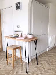 To top the counters and island, choose a butcher block for warmth and. How To Make A Mid Century Inspired Breakfast Bar With Hairpin Legs Pinkscharming