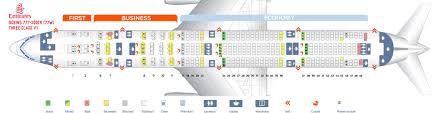 First class seats are located in the 1st row. Seat Map And Seating Chart Boeing 777 300er Emirates Three Class V1 Airbus Seating Plan Seating Charts