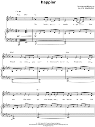 Happier is the eighth track on olivia rodrigo's 2021 album 'sour.'. Olivia Rodrigo Happier Sheet Music In Gb Major Download Print Sku Mn0234367