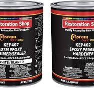 Custom Shop - White Epoxy Primer/Sealer 2.1 VOC (1/2 Gallon Kit)  Anti-Corrosive DTM High-Performance Primer for Automotive and Industrial  use Kit = 1 ...