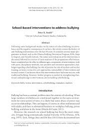 Pdf School Based Interventions To Address Bullying