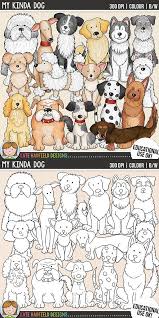 Dog Clip Art For Teachers Contains Coloured Clipart Black And White Outlines All At 300 Dpi For Dog Clip Art Arts And Crafts Interiors Art And Craft Videos