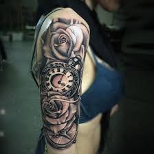 Tattoo Rose Clock And Wings Google Search Clock And Rose Tattoo Rose Clock Tattoos