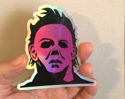 Halloween Inspired Pink Michael Myers Rainbow Hologram Vinyl Sticker Laptop  Decal