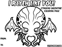 Cthulhu Valentine Coloring Page Full Size Version 8 5 X 11 Available Now For Download At Www Little Cree Coloring Pages Cthulhu Free Adult Coloring Pages