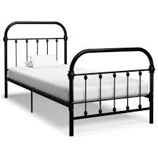 Metal frame single bed with mattress. Vidaxl Bed Frame Black Metal 100x200cm Light Bedroom Furniture Single Bed On Onbuy