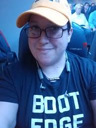 Bill Rempe's son, Luke, wearing the old headgear!