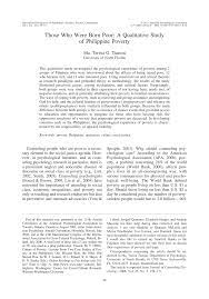 A great example of this. Pdf Those Who Were Born Poor A Qualitative Study Of Philippine Poverty