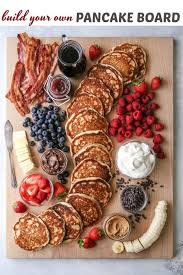 This Fun And Creative Build Your Own Pancake Board With All The Toppings Is Perfect For Breakfast Brunch And Even Brinne Yummy Breakfast Food Platters Food
