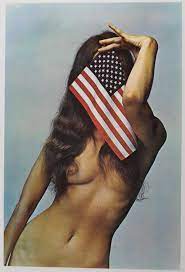 Lot - NUDE WOMAN WITH AMERICAN FLAG POSTER