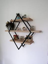 Main courante escalier style industriel diy. Etagere Murale Style Industriel Losange Fer Et Bois Petit Shelf Styling Home Decor Decor