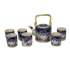 Jingdezheng ceramic tea set, ceramic gongfu tea set, ceramic wedding tea set, ceramic gaiwan and so on. Chinese Tea Set Blue Flower Set 7 Orientique Asianliving