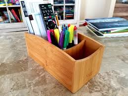 Natural Bamboo Caddy Coffee Table Organizer Home Office Stationery Desk Storage Nightstand Bin Utensil Home Office Organization Utensil Storage Home Decor