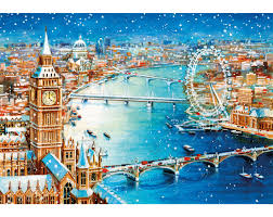 Light On The Thames London Art City Painting Big Ben