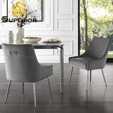 Corrected grain leather and stainless steel color: China Modern European Style Stainless Steel Dining Room Chair For Home Furniture China Metal Chair Luxury Dining Chairs