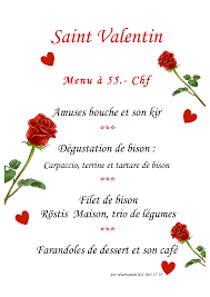 Menu De La Saint Valentin Juraparc