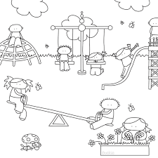 Half page black and white books to copy for students.* ca Kids On Playground Coloring Pages