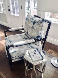 Spindle Chair Upholstered With Blue And White Robert Allen Fabric Upholstered Chairs Spindle Chair Home