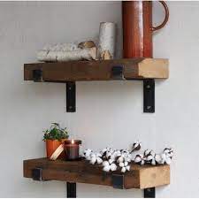 Andover Mills Oliver Pine Solid Wood Bracket Shelf Reclaimed Barn Wood Wall Wall Shelf Display Wood Wall Shelf