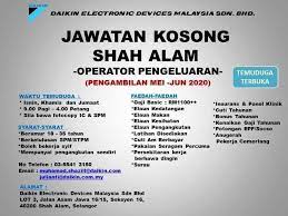 Kerja kosong membuka peluang pekerjaan di 4) pemohon diminta mengisi maklumat diri dengan lengkap dan pastikan muat naik resume anda yang terkini. Jawatan Kosong Shah Alam Sek 16 Operator Pengeluaran Tetap Temuduga Terbuka Sila Bawa Salinan Ic Spm 5 Kekosongan 4 Perempuan 1 Lelaki Boleh Bekerja Syif Pagi Syif Malam