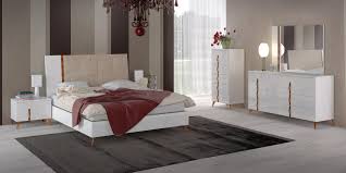 Contemporary Italian Bedroom Furniture In White Finish W Leather Headboard Bed Prime Classic Design Modern Bedroom Set Italian Bedroom Furniture Bedroom Sets