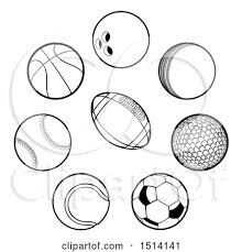 This is a free basketball clip art image. Clipart Of Black And White Sports Balls Royalty Free Vector Illustration By Atstockillustration 1514141