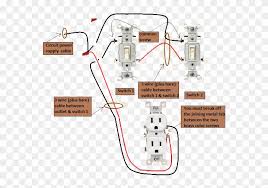 An electrician will answer you now! 3 Way Switch Wiring A Switched Receptacle And Light 3 Way Switch Wiring To Outlet Clipart 2463804 Pikpng