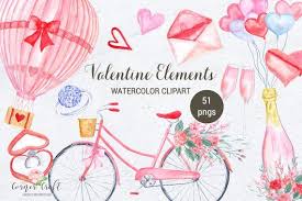 Watercolor Clipart Valentine Elements Pink Hot Air Balloon Etsy Valentines Watercolor Watercolor Clipart Clip Art