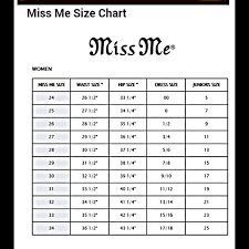 miss me jeans size chart juniors miss me jeans size chart