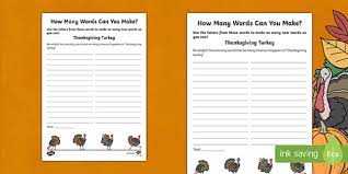 Thanksgiving is a time when the world gets to see just how blessed and how workable the. How Many Words Can You Make Thanksgiving Worksheet Worksheet