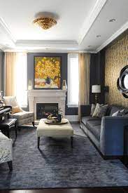 Bright white rooms are perfect for those seeking a clean and tranquil space, but small pops of color here and there never hurt. Navy Gold Living Room Ideas Photos Houzz