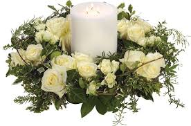 Our bouquets are great for all occasions. White Rose Wreath And Candle Mad Lilies Banstead Surrey