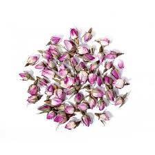 香片, 工艺茶, or 开花茶) consists of a bundle of dried tea leaves wrapped around one or more dried flowers. Rose Bud Tea Pink Dried Rose Buds Flower Tea Benefits