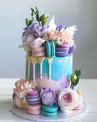 Cake artist anna ellison from charm city cakes west and one of the stars from the. Blue Flower N Macaroon Cake Customzied Flower Cake Best Cake Gift For Her