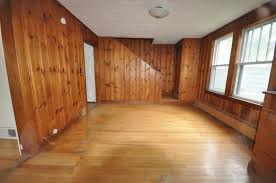 Knotty pine walls with wood floors. Sopo Cottage Dining Room And Foyer Before And After Knotty Pine Paneling