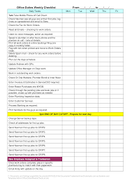 Weekly Office Checklist Templates At Allbusinesstemplates Com Checklist Template Checklist Best Resume Template