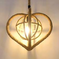 Beige Heart Shape Hanging Light Single Light Rustic Style Rope Pendant Lighting For Restaurant Beautifulhalo Com