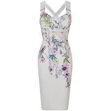 Ted Baker Scarlin Passion Flower Bodycon Dress 190 Liked On Polyvore Featuring Dresses Flower D Bodycon Floral Dress Cocktail Dress Yellow Floral Bodycon