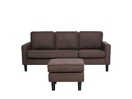 Holzkonstruktion, stahlfedern und polyurethanschaumaufbau mit viscoabdeckung. 3 Sitzer Sofa Polsterbezug Mit Ottomane Braun Avesta Beliani De