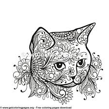 Cat Head Tribal Zentangle Style Coloring Pages Cat Coloring Book Abstract Coloring Pages Cat Coloring Page