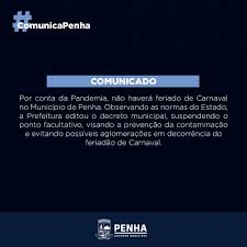 Na administração municipal, nos dias 15, 16 e 17 de fevereiro o expediente será normal em todos os serviços. Jornal Dos Bairros Penha Governo Municipal Suspende Ponto Facultativo Do Carnaval 2021