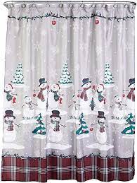 Santa claus snowman deer waterproof fabric bathroom curtain. Amazon Com Skl Home By Saturday Knight Ltd Plaid Snowman Shower Curtain And Hook Gift Set Multicolored Home Kitchen