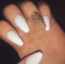 Whenever you are working with black or we are going to do a little bit of black hand painting on this nail, so just smooth it down with your white block. Pinterest And Ig Poppinedges X Gold Glitter Nails White Acrylic Nails Gold Nails