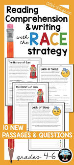 Reading Comprehension And Race Strategy Writing Worksheets