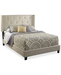 Aveline All N One Fully Upholstered Shelter Queen Size Bed Quick Ship Beds Headboards Furnitur Bed Furniture Upholstered Panel Bed Queen Upholstered Bed